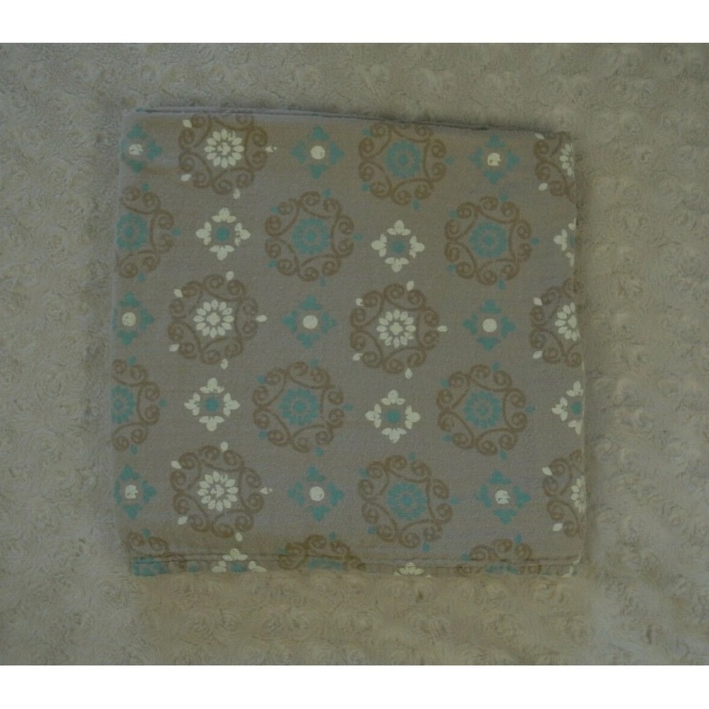 Summer Infant SwaddleMe Floral Medallion Baby Blanket Tan White Aqua Blue Rayon